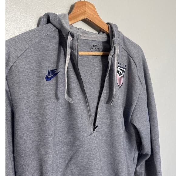 Womens Size S Nike Heather Gray USWNT Cropped Half-Zip Pullover Hoodie US Soccer - Picture 4 of 7